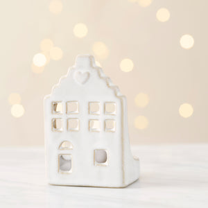 Ceramic cottage tealight holder